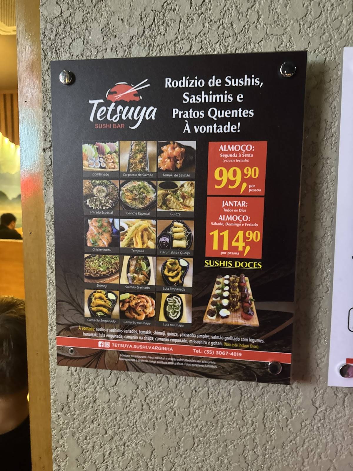 TETSUYA SUSHI VARGINHA cardápio