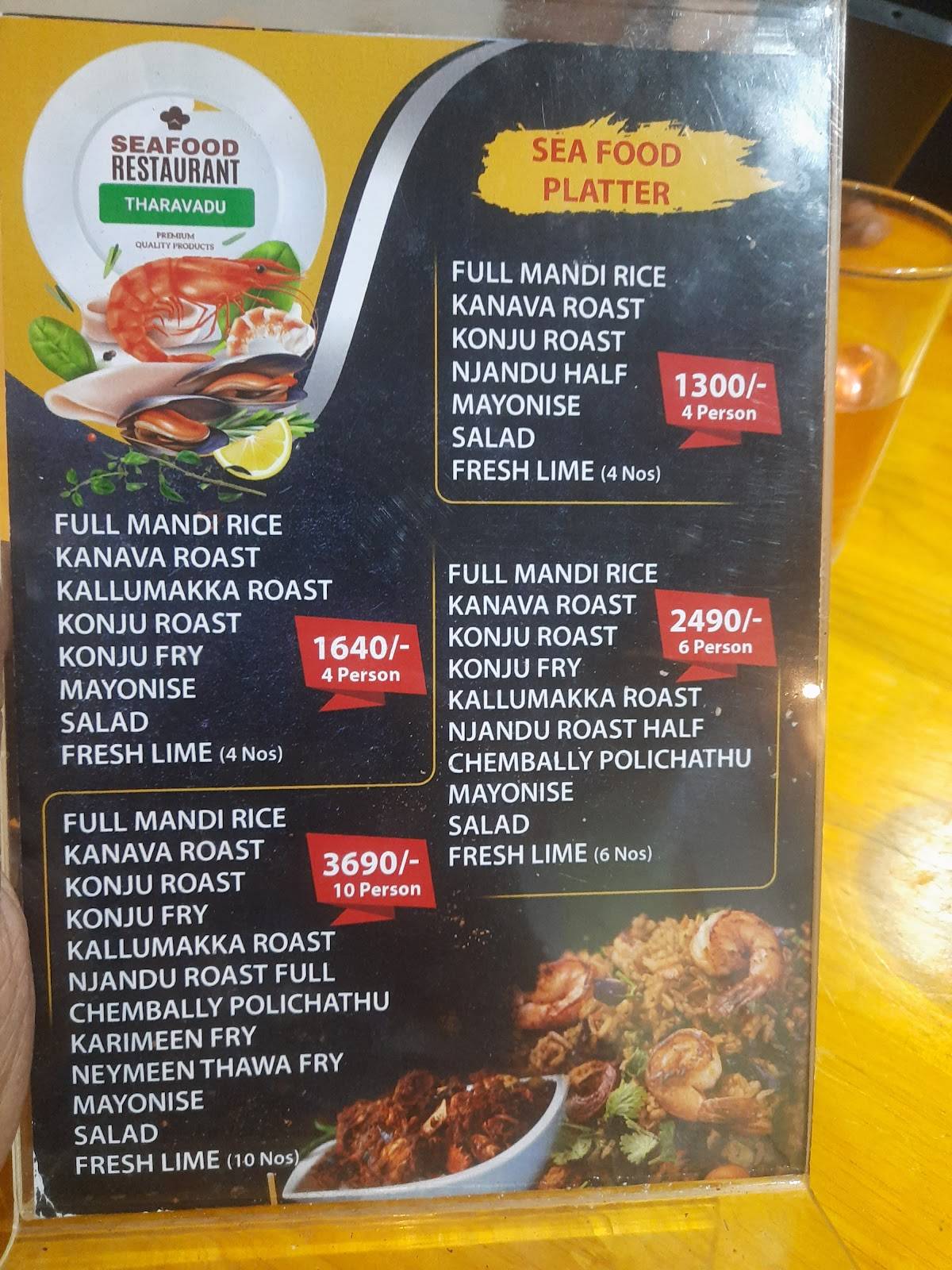 THARAVADU SEA FOOD RESTAURANT menu