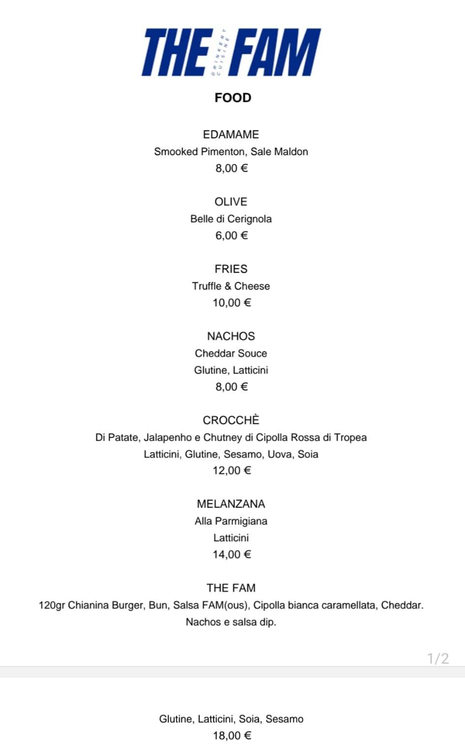 Menu di THE FAM 