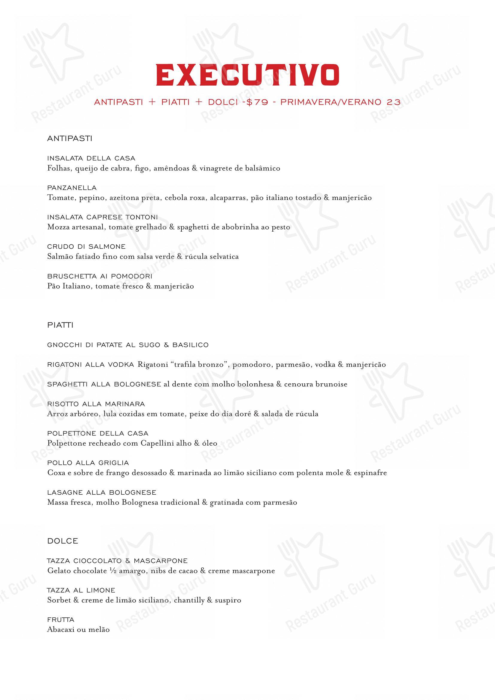 TONTONI TRATTORIA - Menu