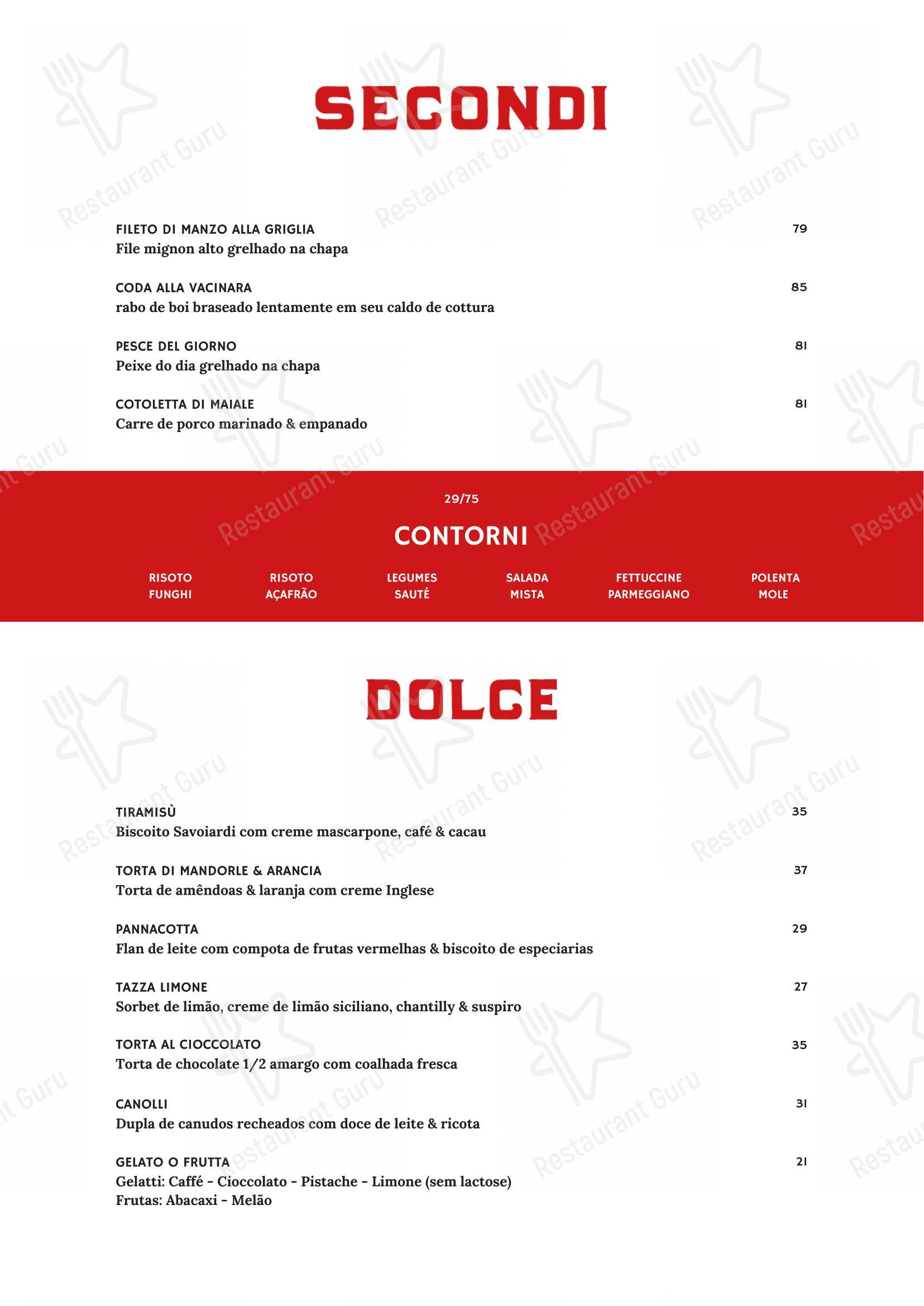 TONTONI TRATTORIA em São Paulo - Menu bar