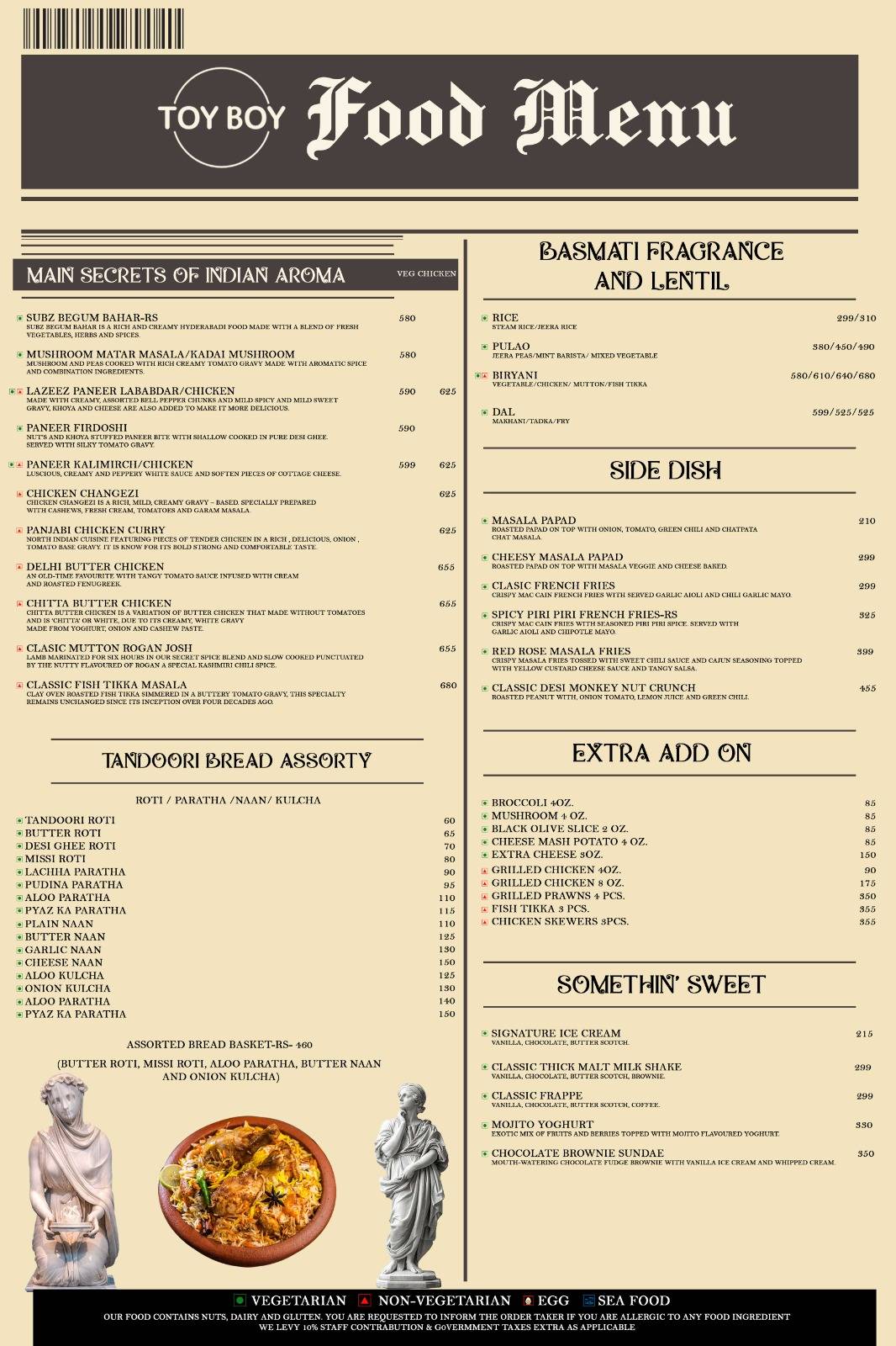 TOY BOY menu