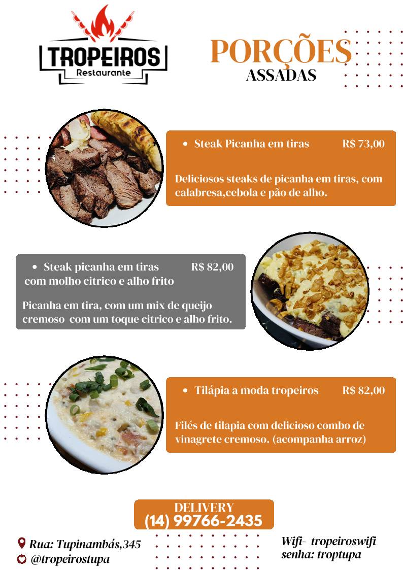 TROPEIROS ESPETARIA cardápio