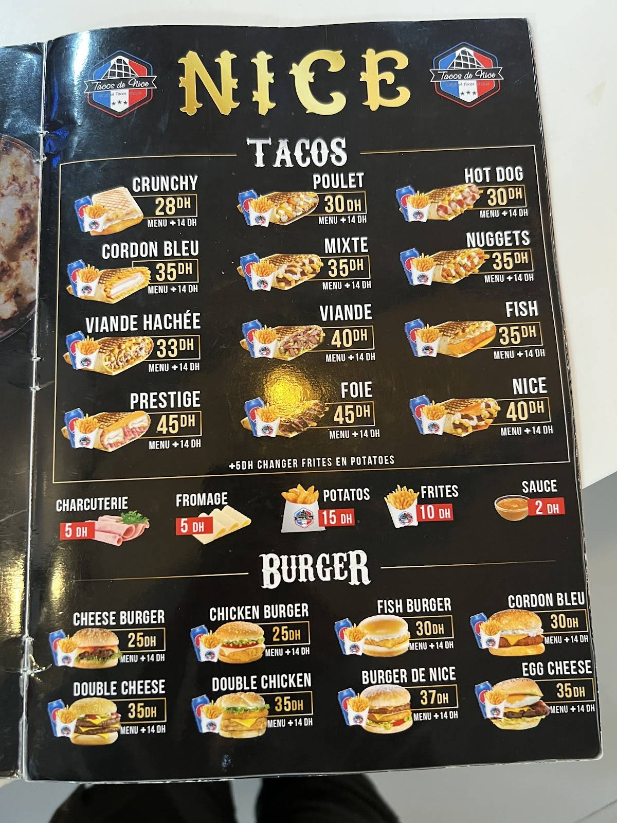 Menu de Tacos de Nice (Agdal)