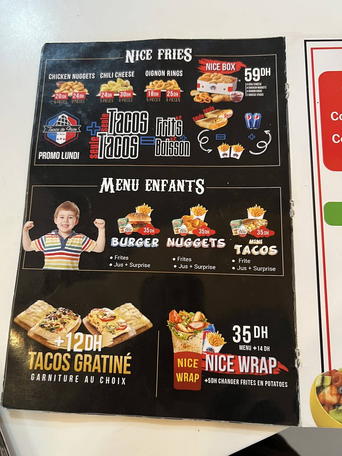 Menu de Tacos de Nice (Agdal)
