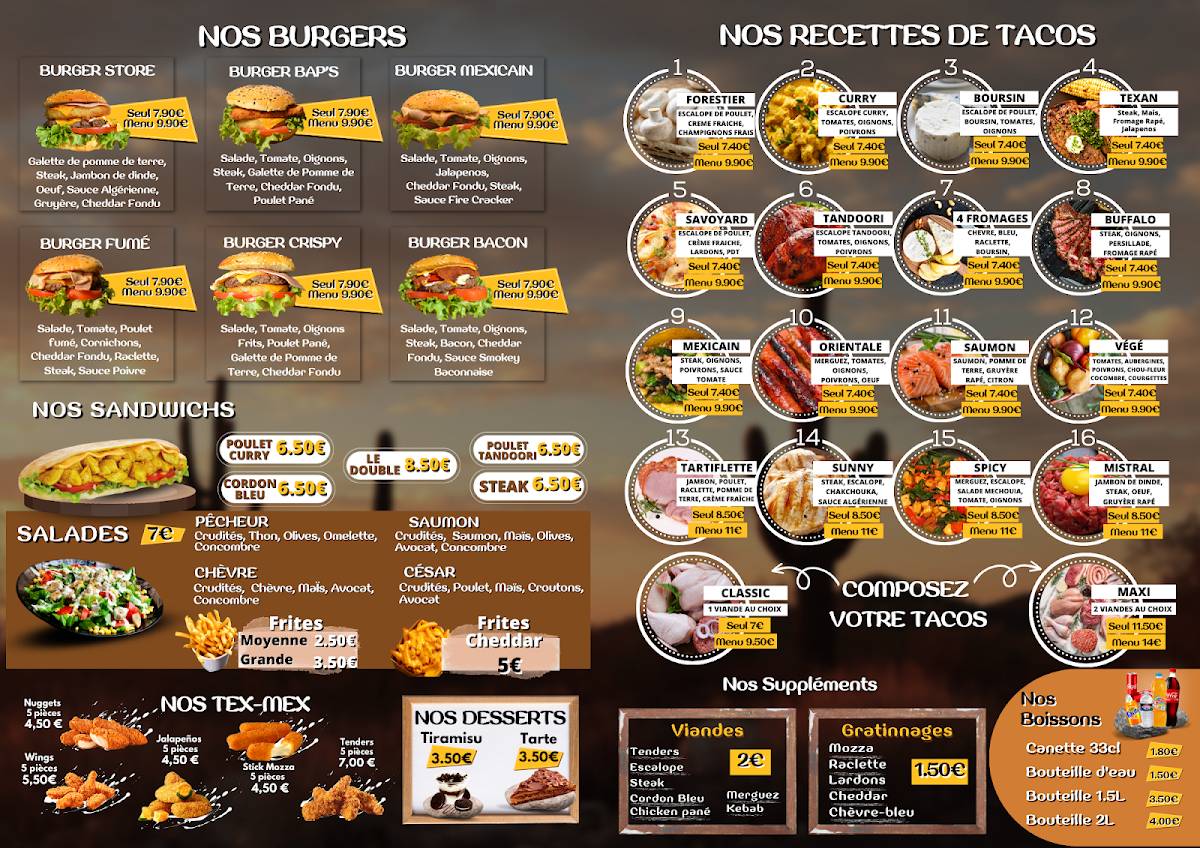 Menu de Tacostore Lyon 7