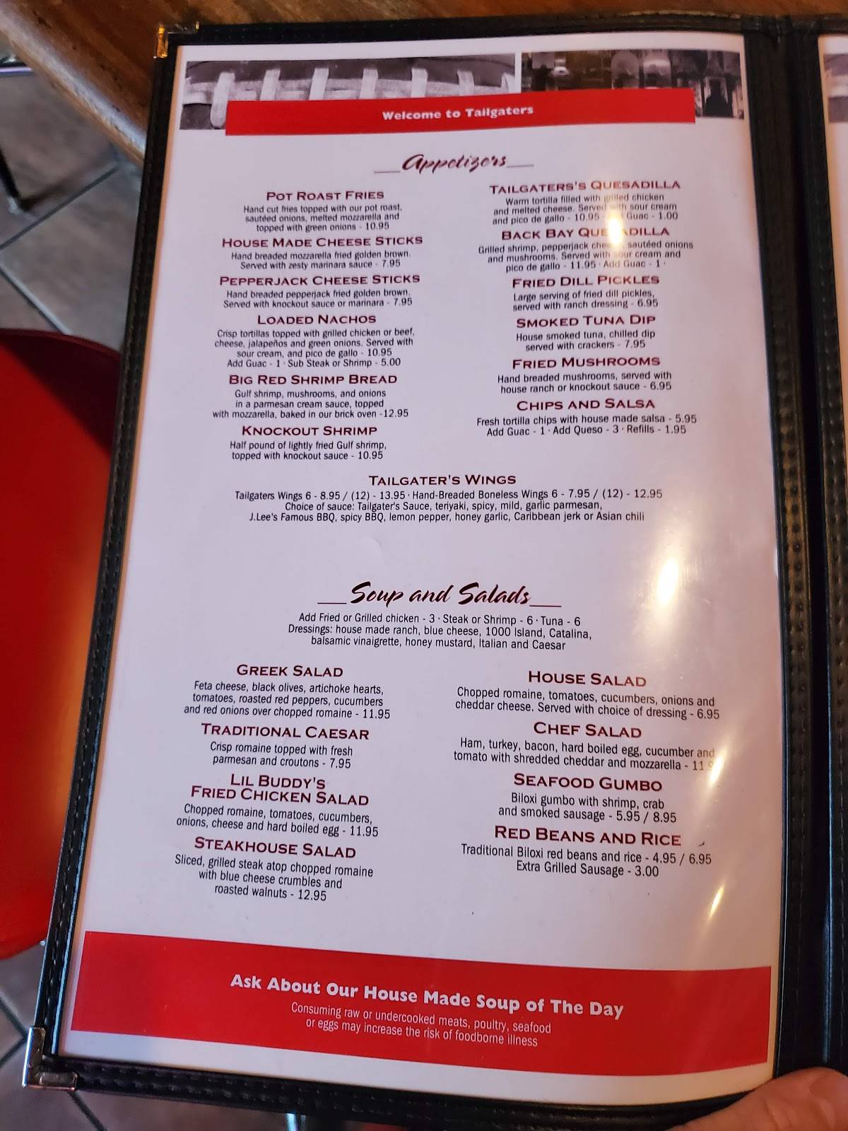 Menu at Tailgaters Sports Pub and Grill, Biloxi