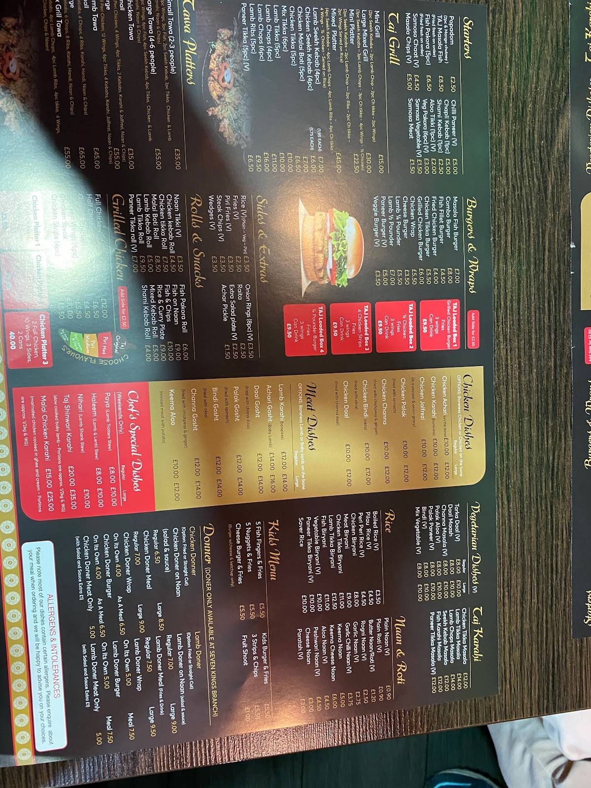 Menu At Taj Grill Restaurant Ilford 72 Ilford Ln 