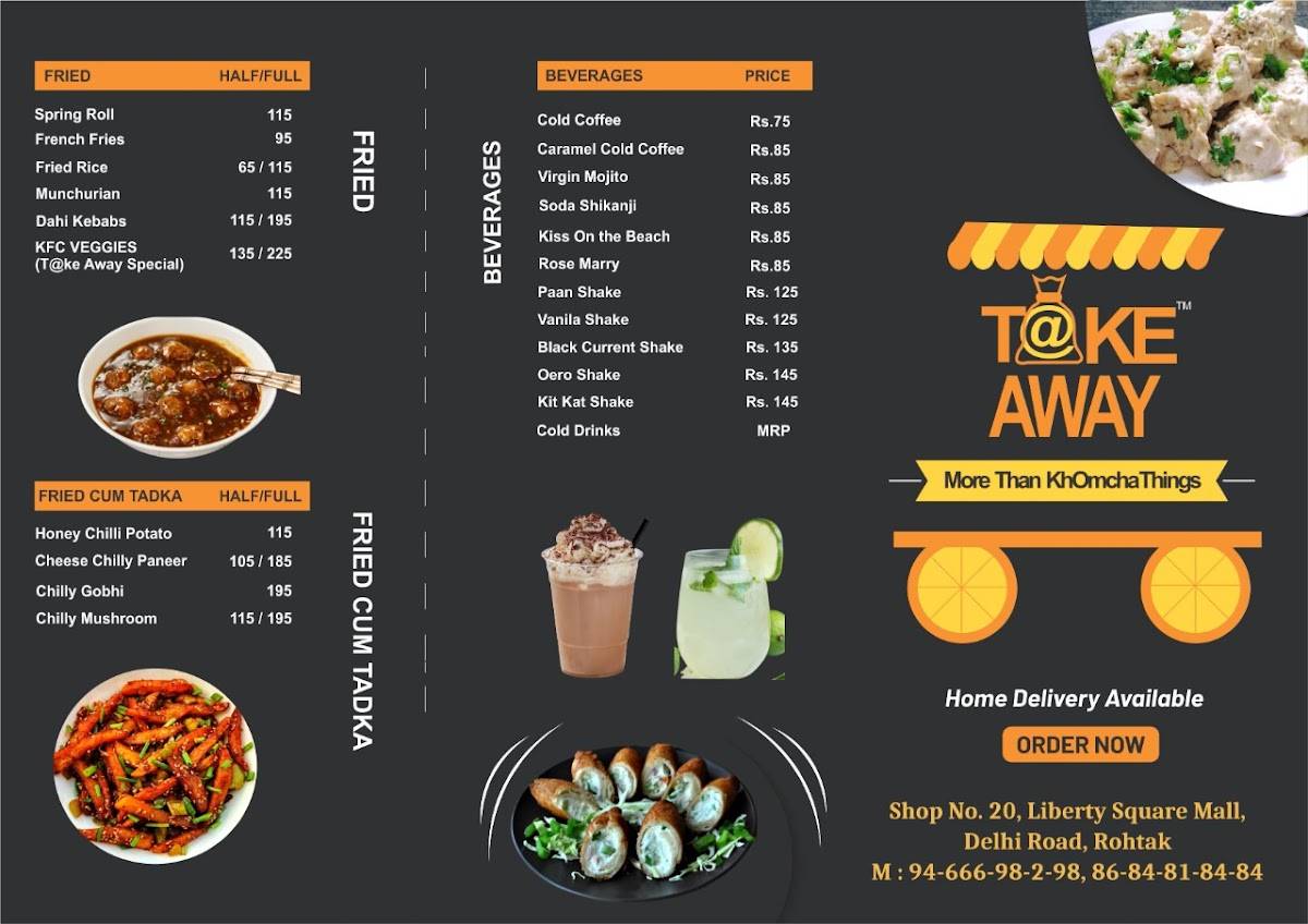 Take Away Foods menu