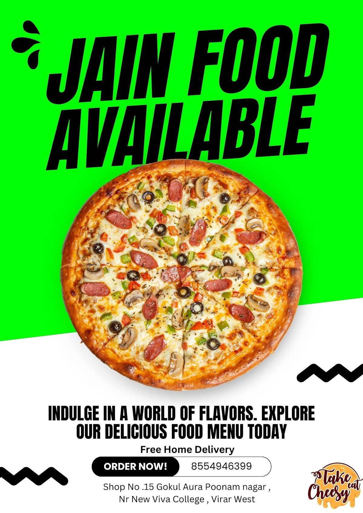 TAKE EAT CHEESY menu