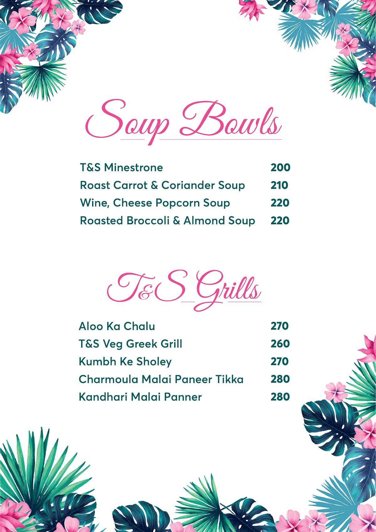 Tales & Spirits Bistro menu