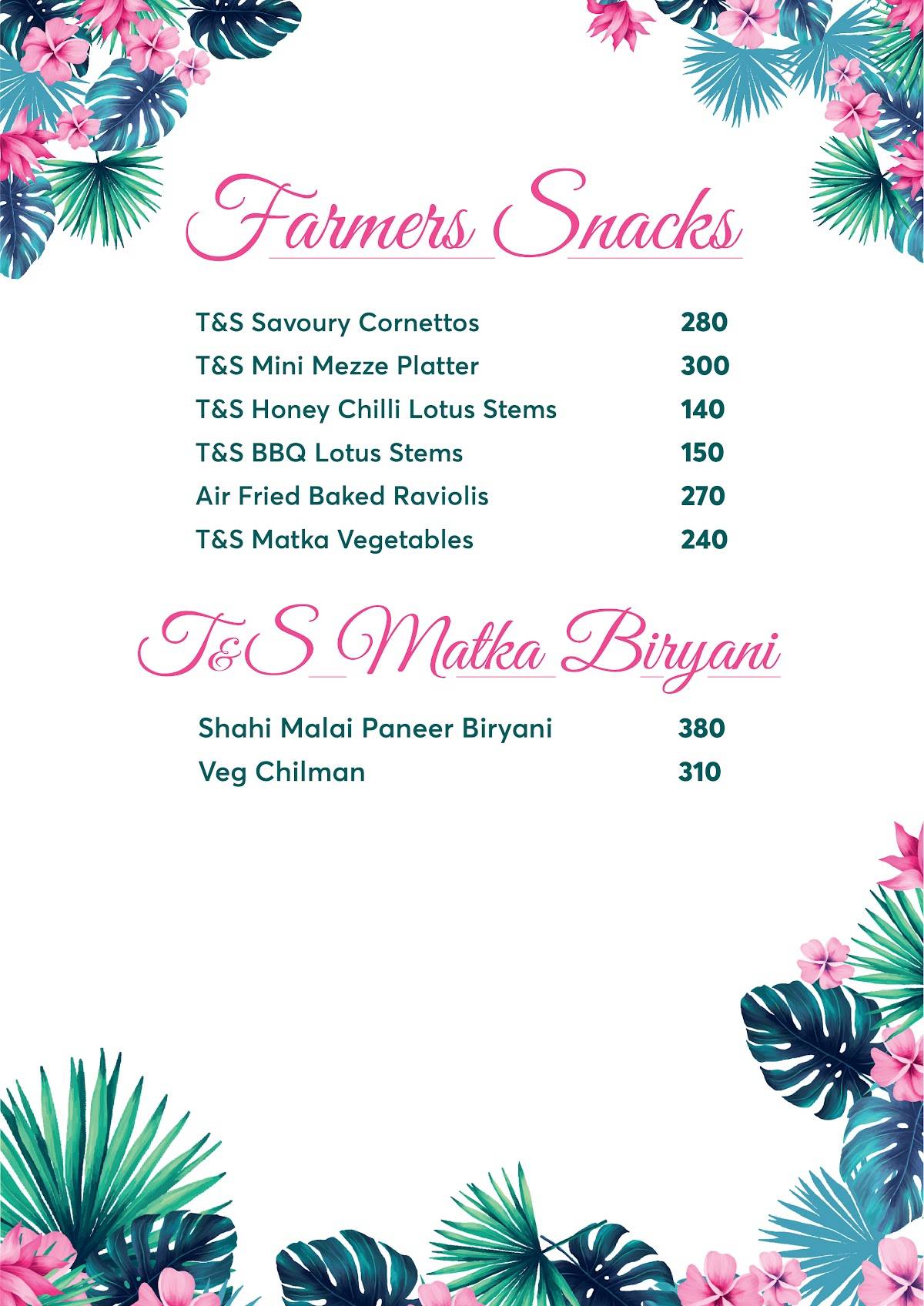 Tales & Spirits Bistro menu