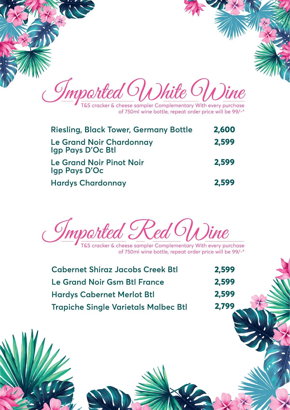 Tales & Spirits Bistro menu