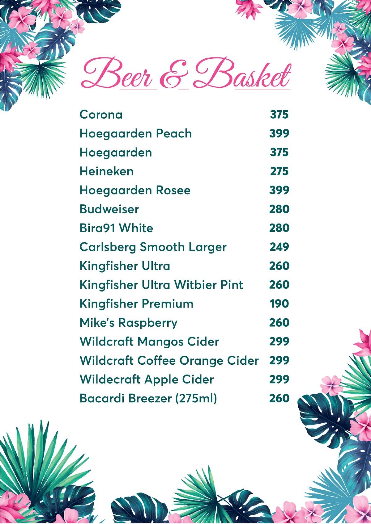 Tales & Spirits Bistro menu