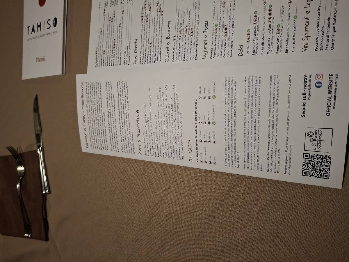 Menu di Tamiso Ristorante 