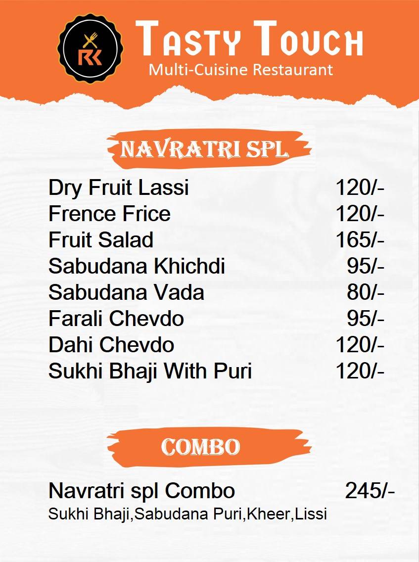 Tasty Touch menu