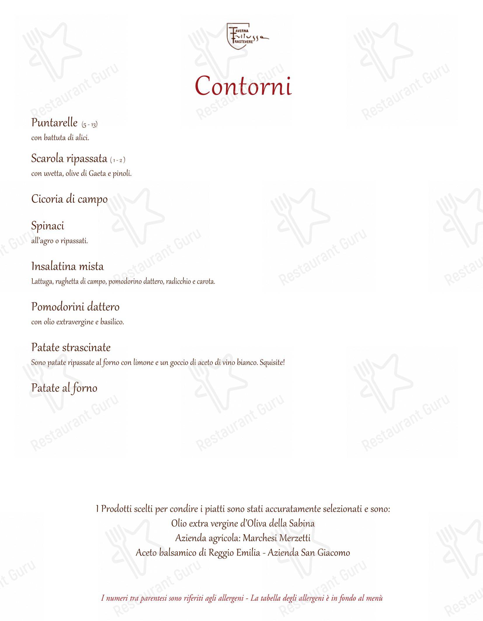 Taverna Trilussa dans Rome - Menu bar