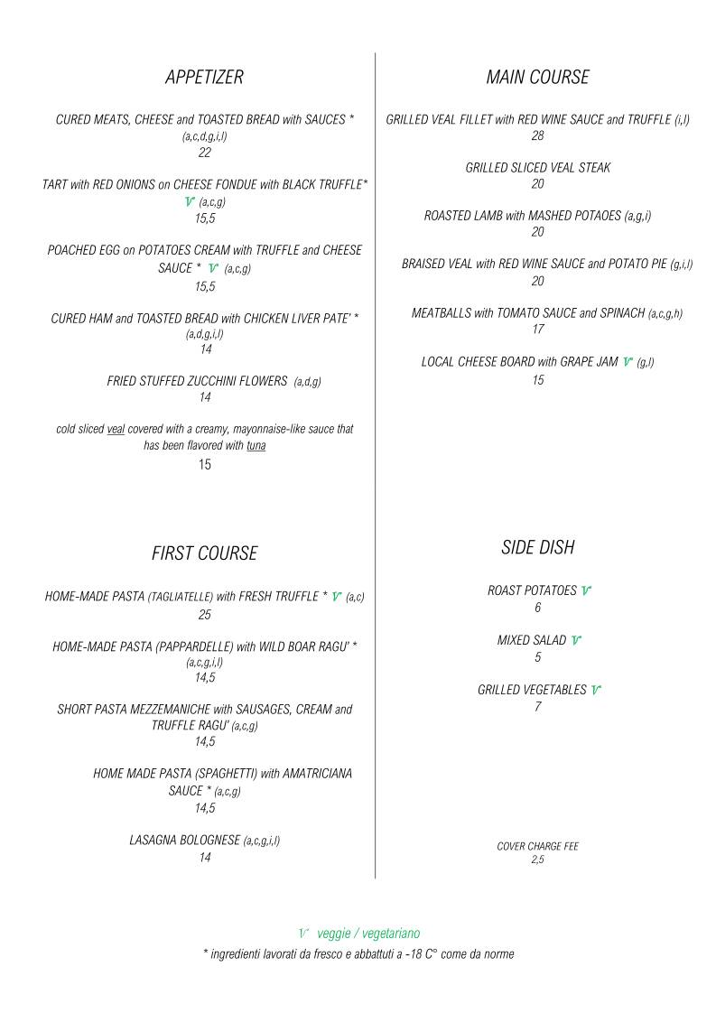 Menu di Taverna dei Consoli 