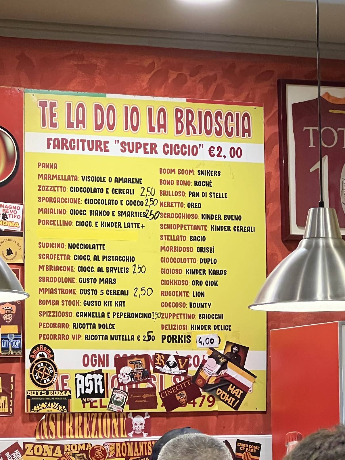 Menu di Te la do io la Brioscia 