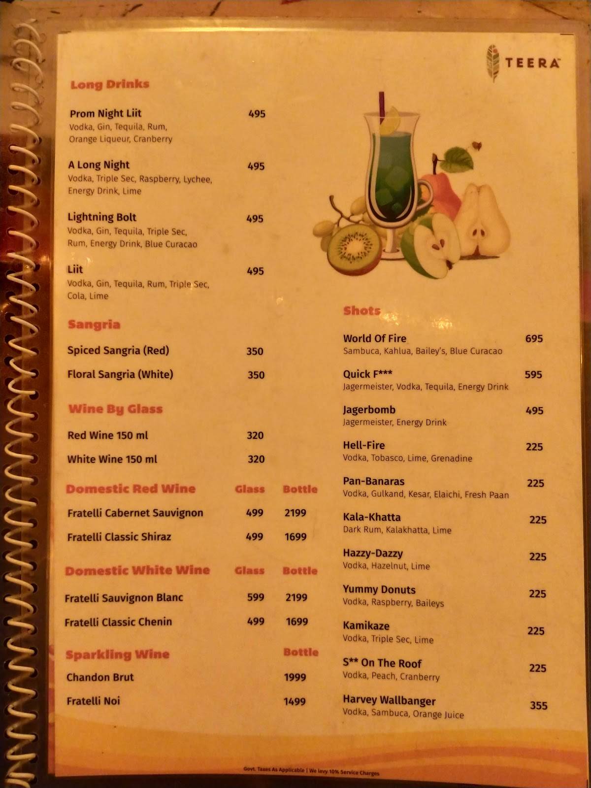Teera menu