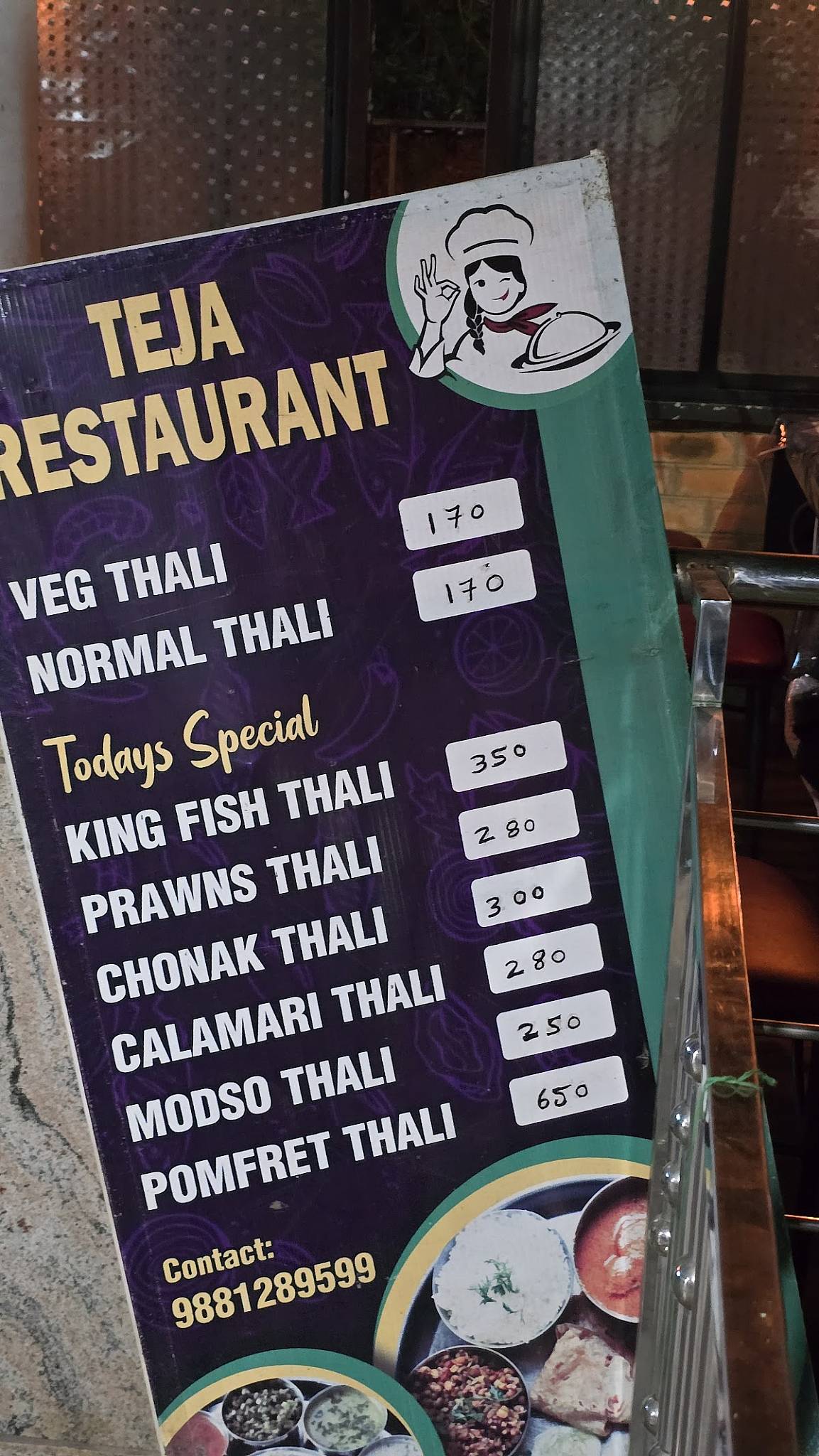 Teja Sea food Restaurant menu