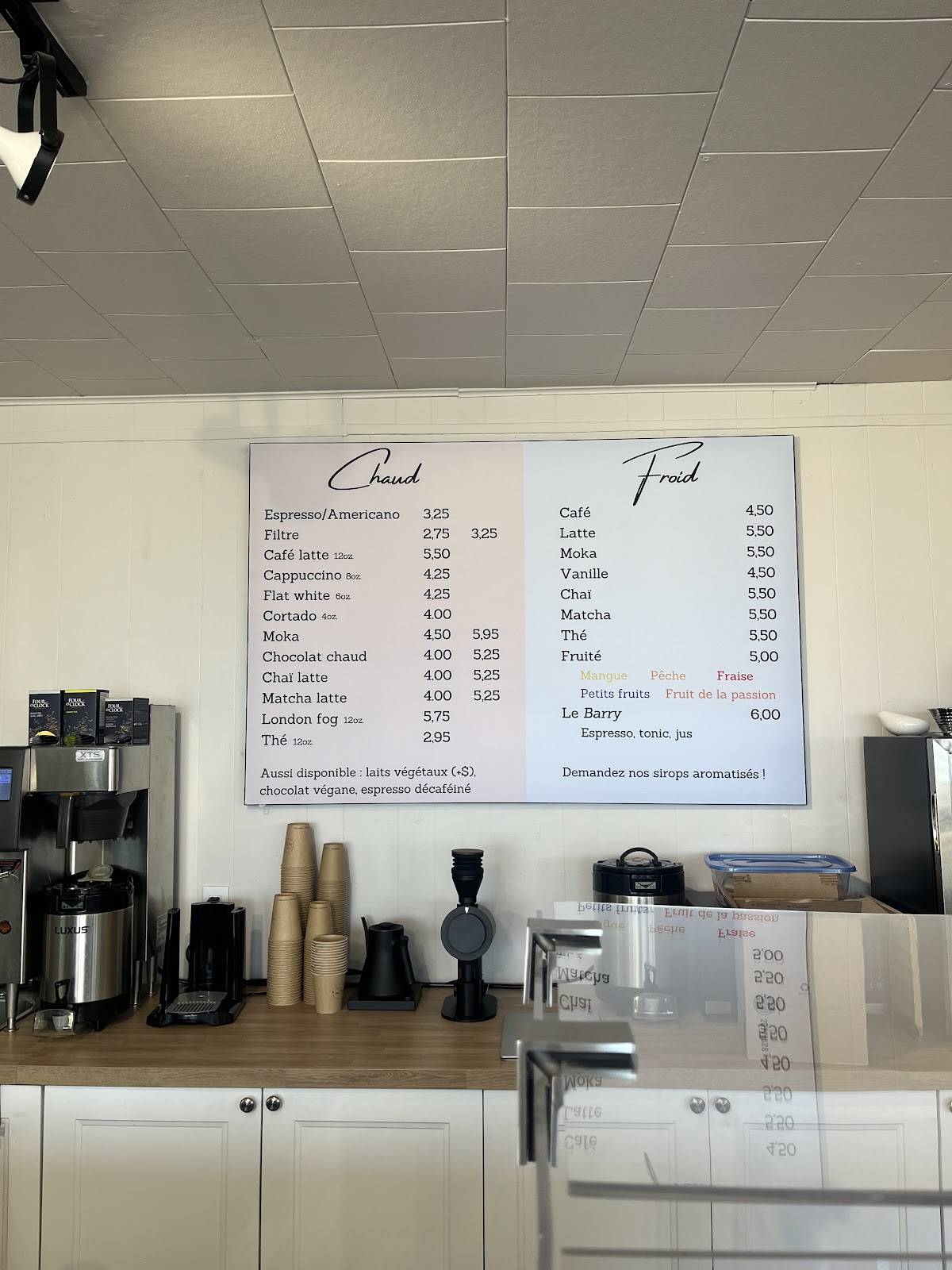 Menu de Tempête Café
