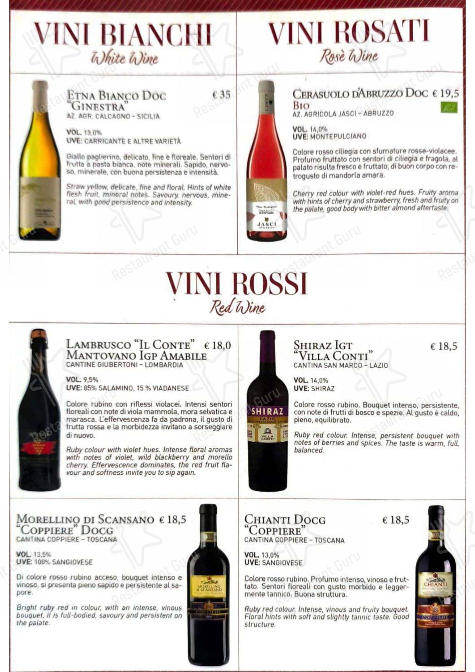 Menu di Tempio di Mecenate - Menu