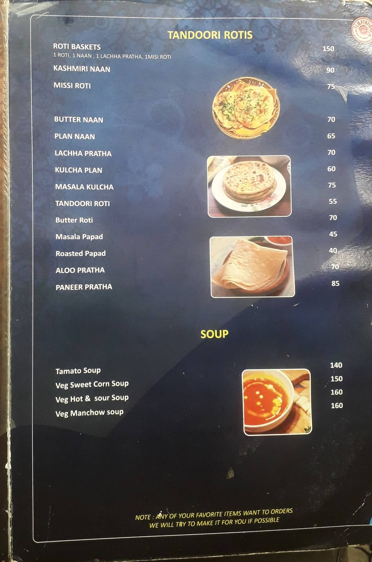 Temptations Vijayawada menu