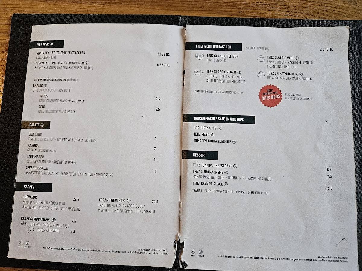 Menu di Tenz Momo Zürich Langstrasse 