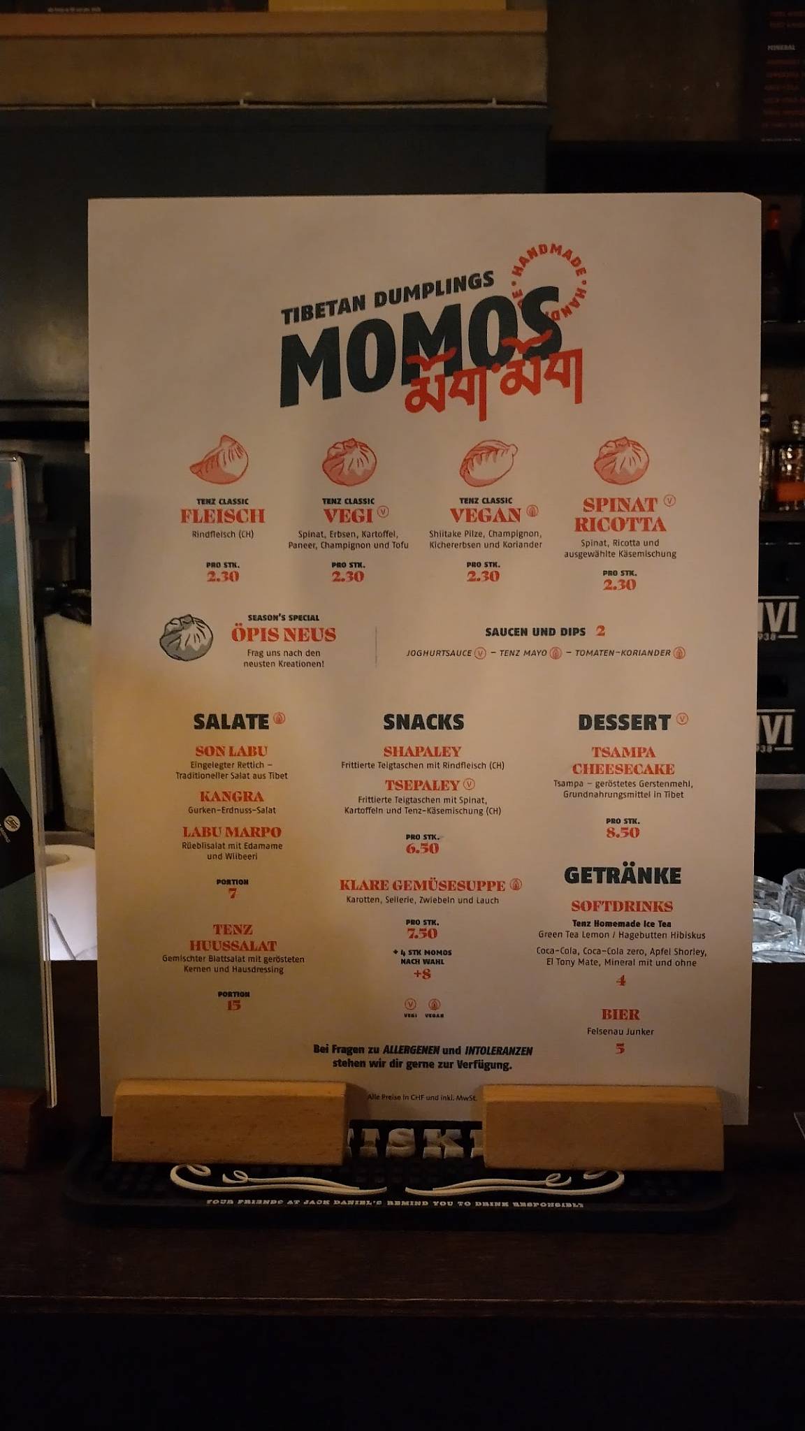 Menu di Tenz Momo Zürich Langstrasse 