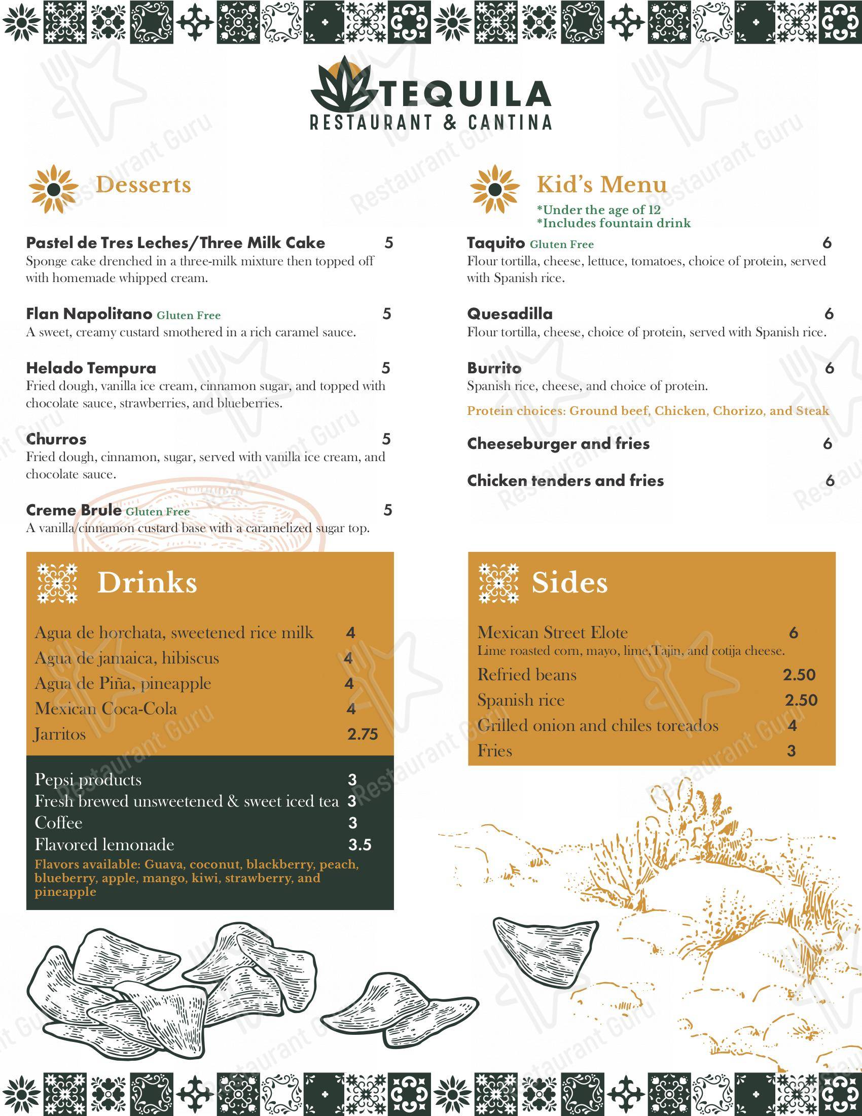 Menu at Tequila Mexican Restaurant & Cantina, Fort Wayne