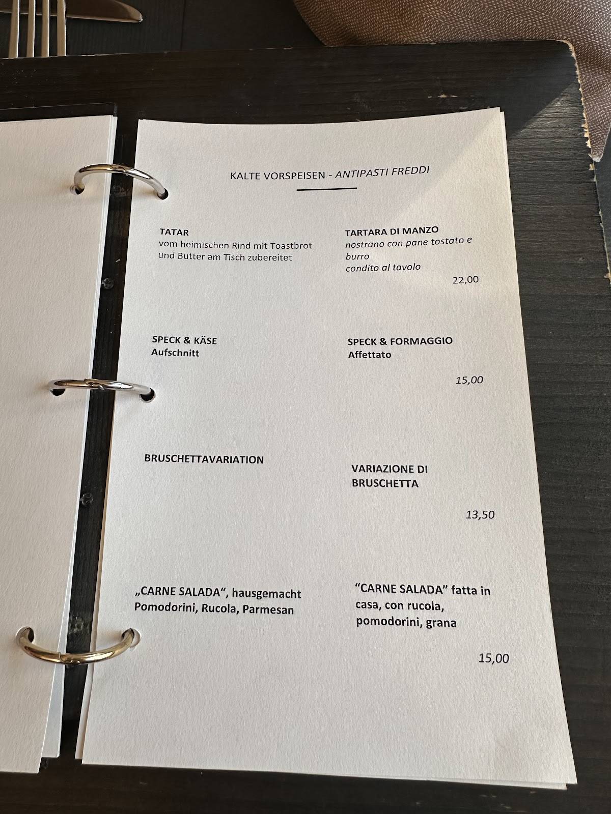 Menu di Goldene Traube Tramin 