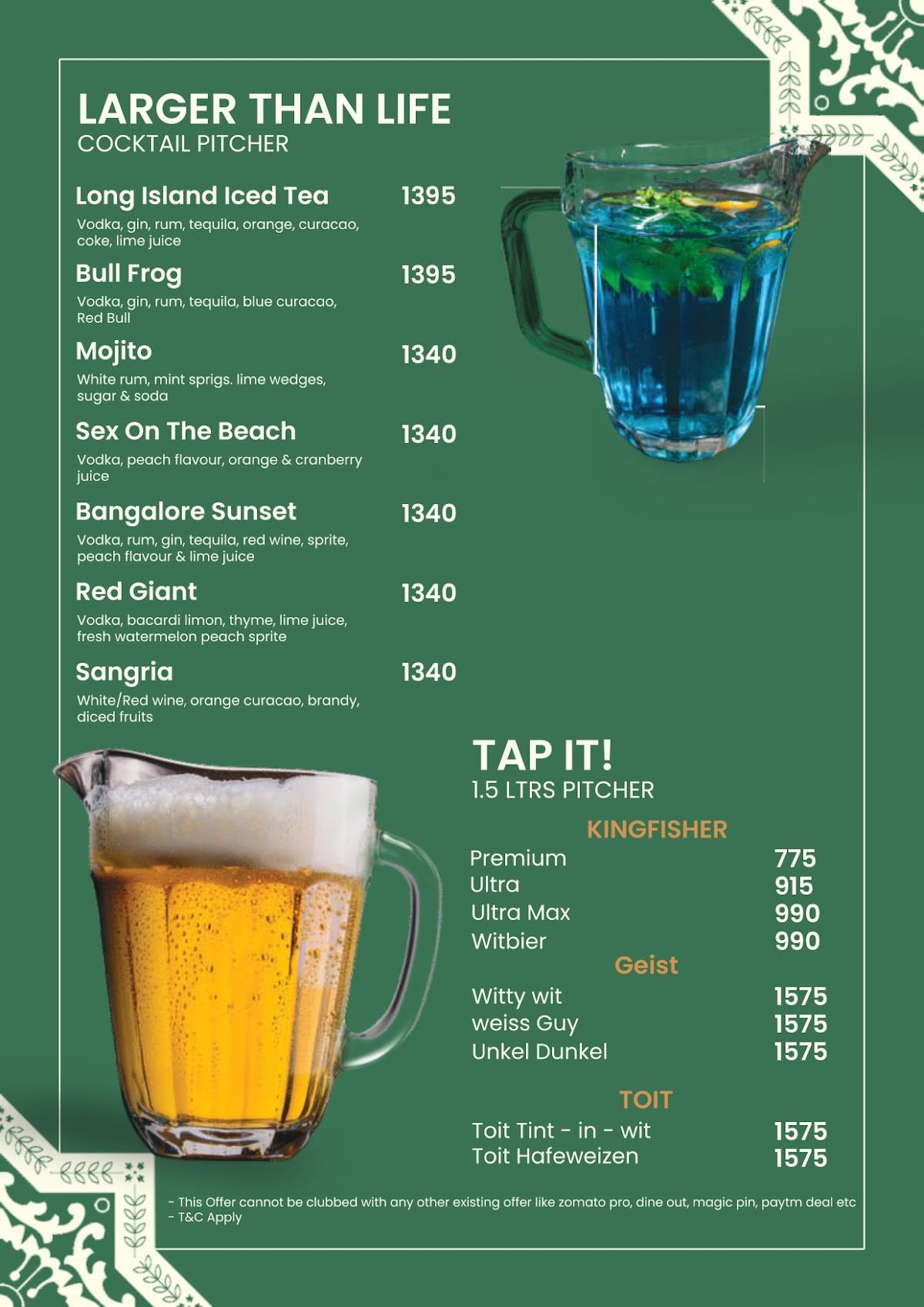 Terrace Bar & Kitchen menu