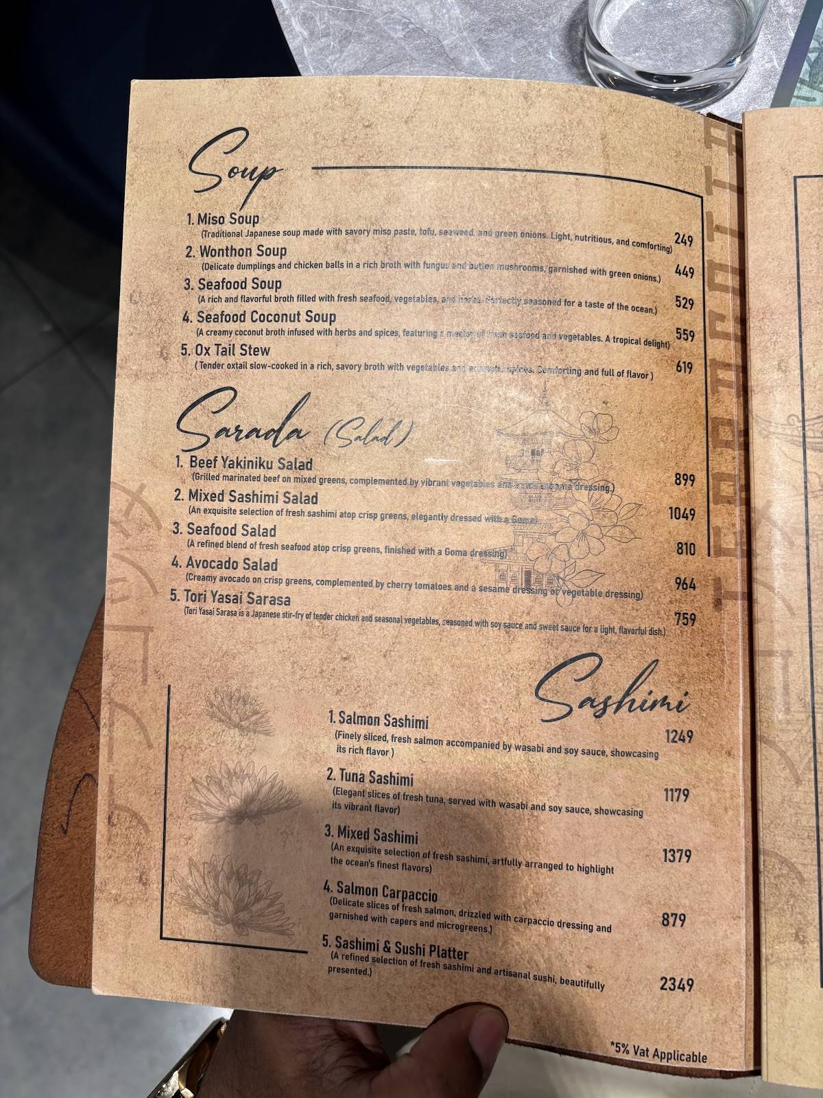 Terracotta Restaurant menu