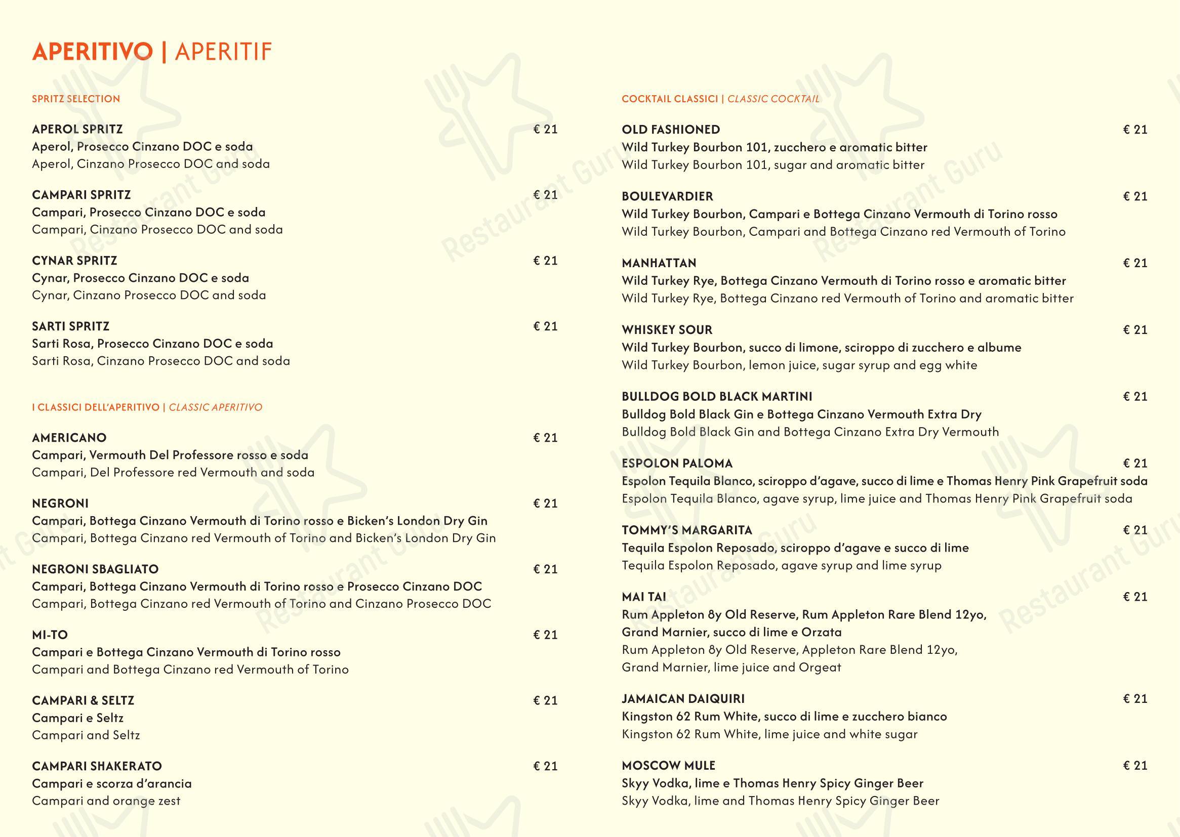 Caffè Aperol in Milano - Menu