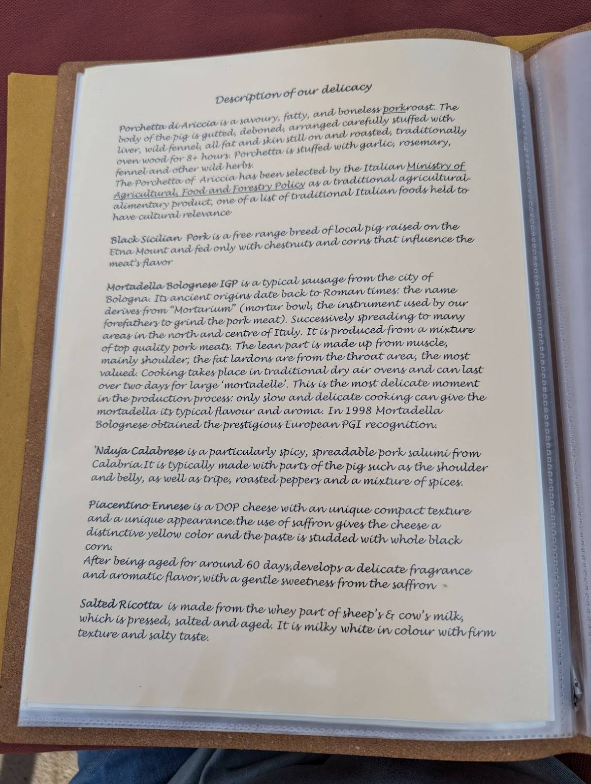 Menu di Terrazza Marconi 