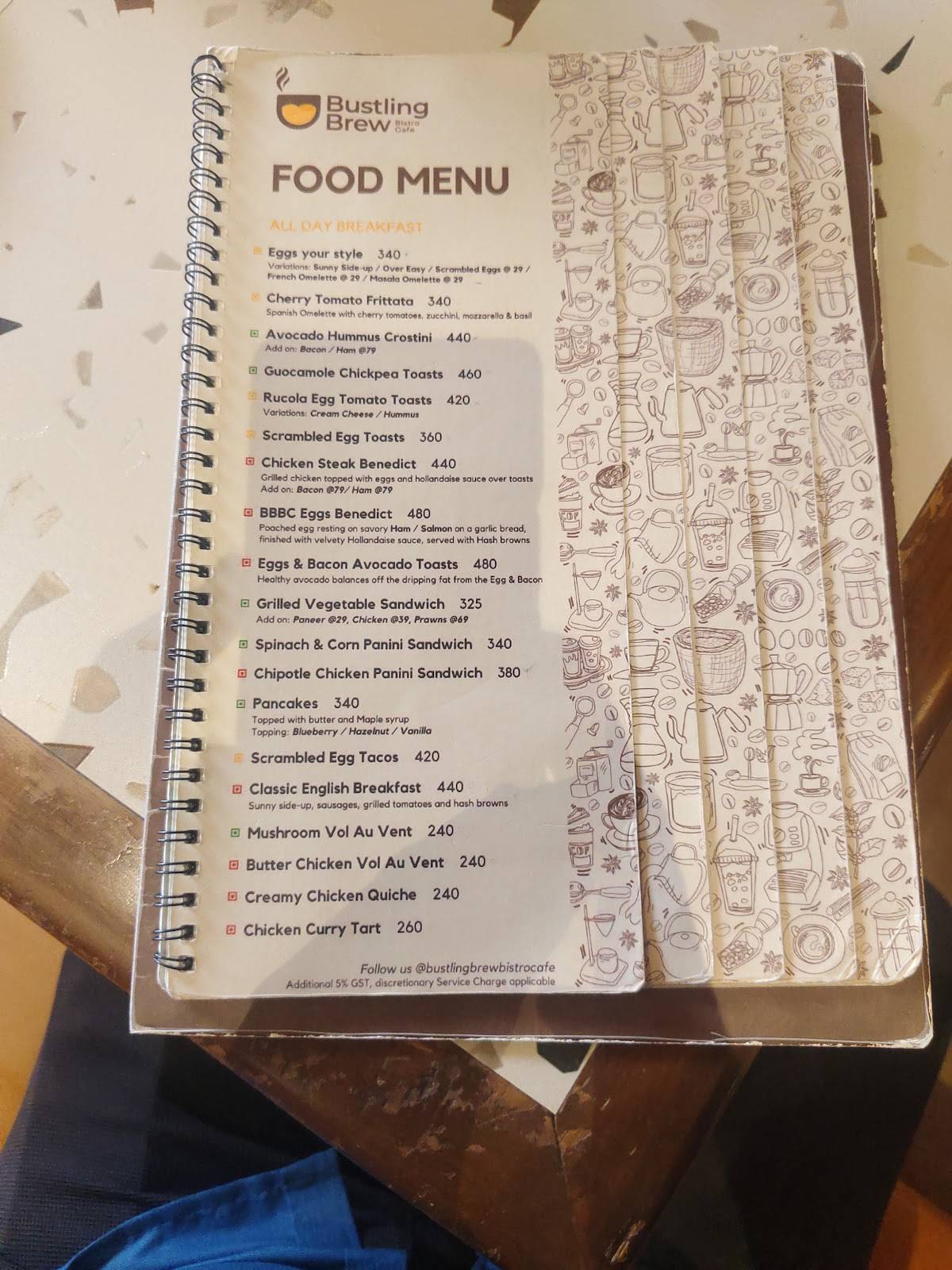Bustling Brew Bistro Cafe menu