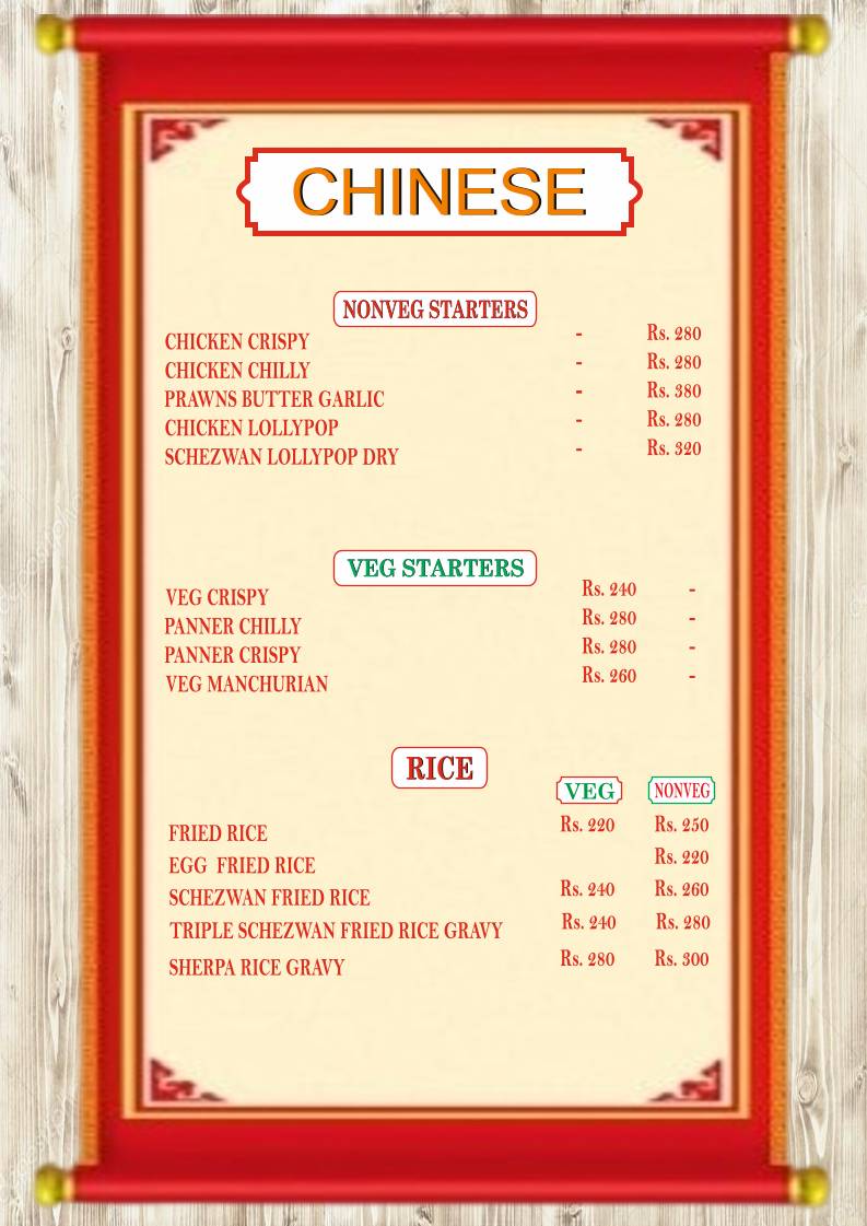 Thaska menu
