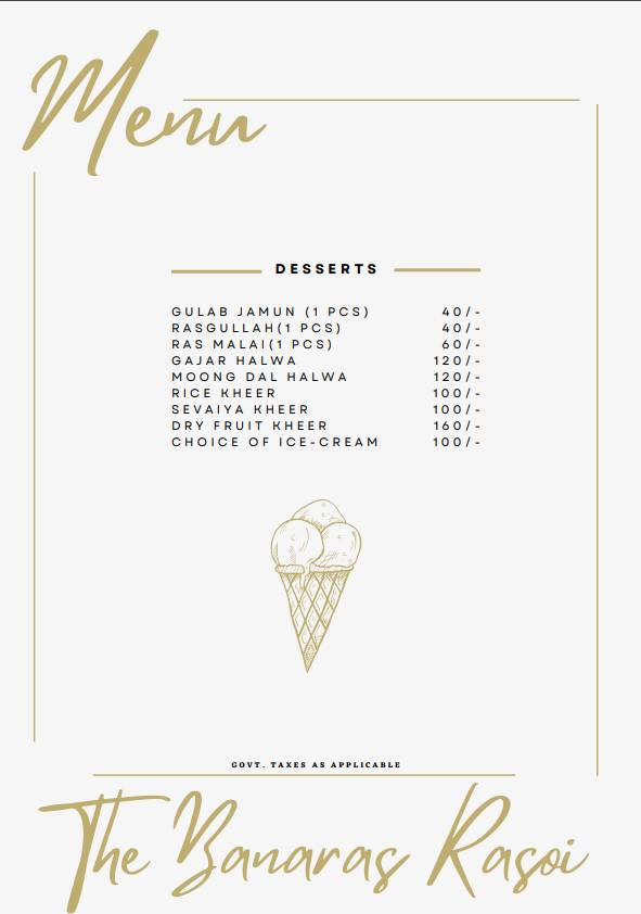 The Banaras Rasoi menu