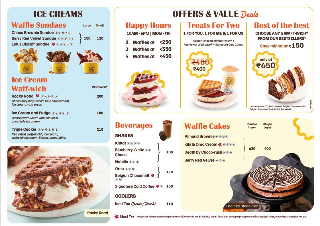 The Belgian Waffle Co menu