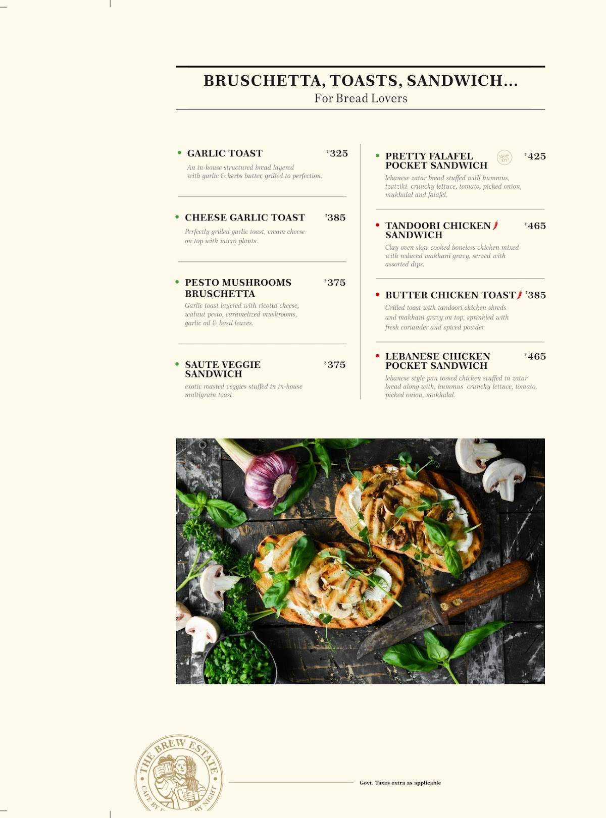 The Brew Estate Pathankot menu