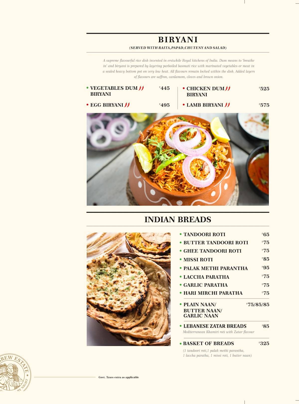 The Brew Estate Pathankot menu