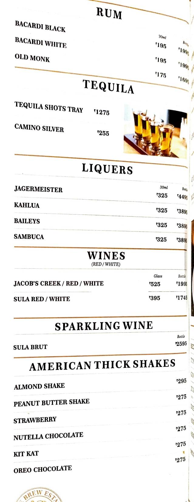 The Brew Estate Pathankot menu