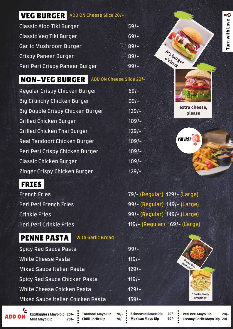 The Burger 420 menu