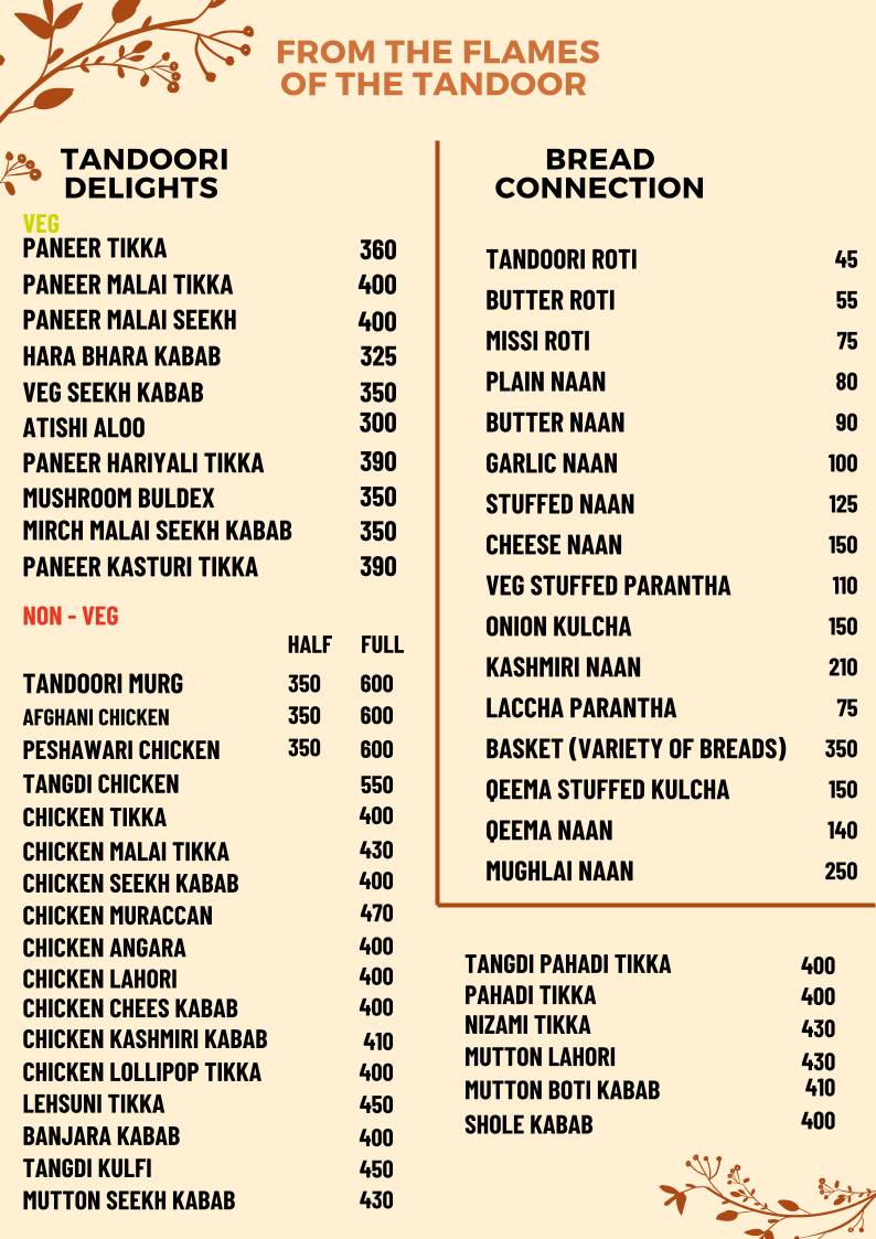 The Cabana 2.0 menu