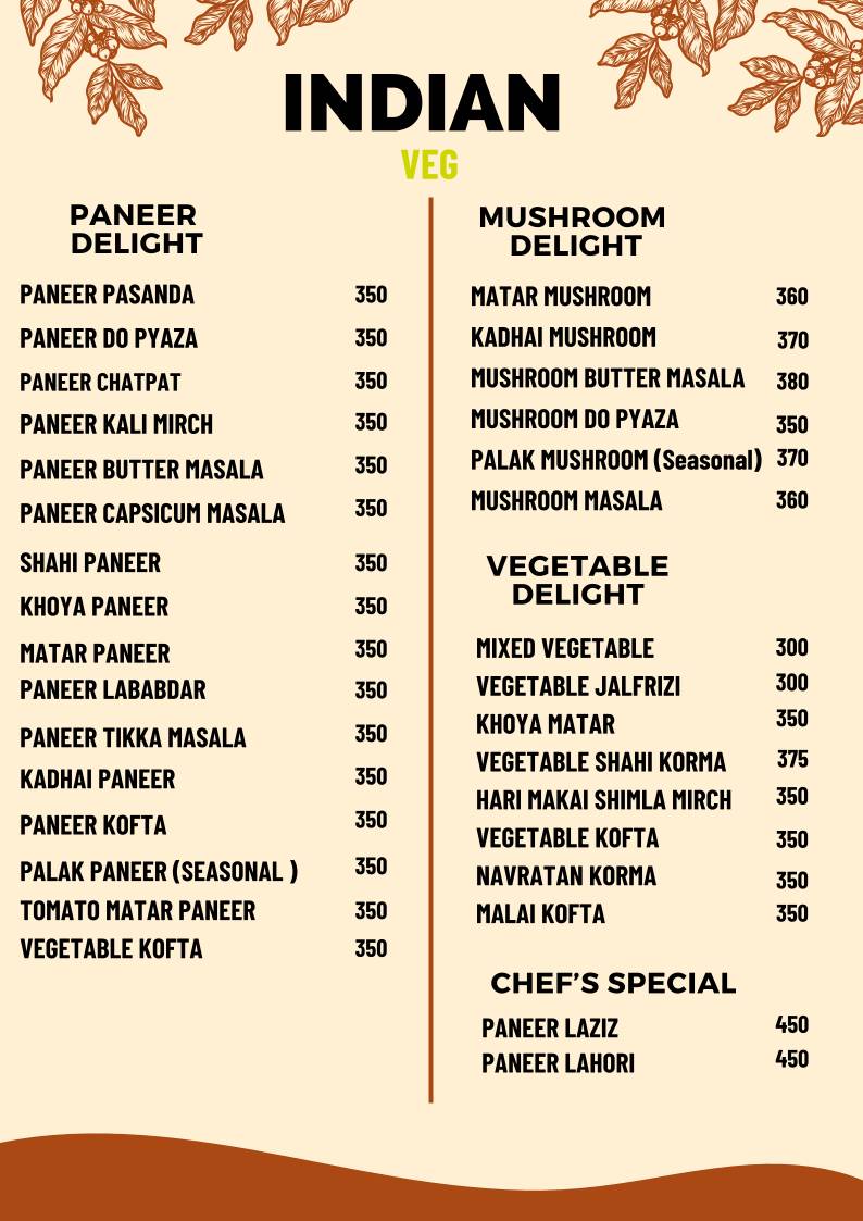 The Cabana 2.0 menu