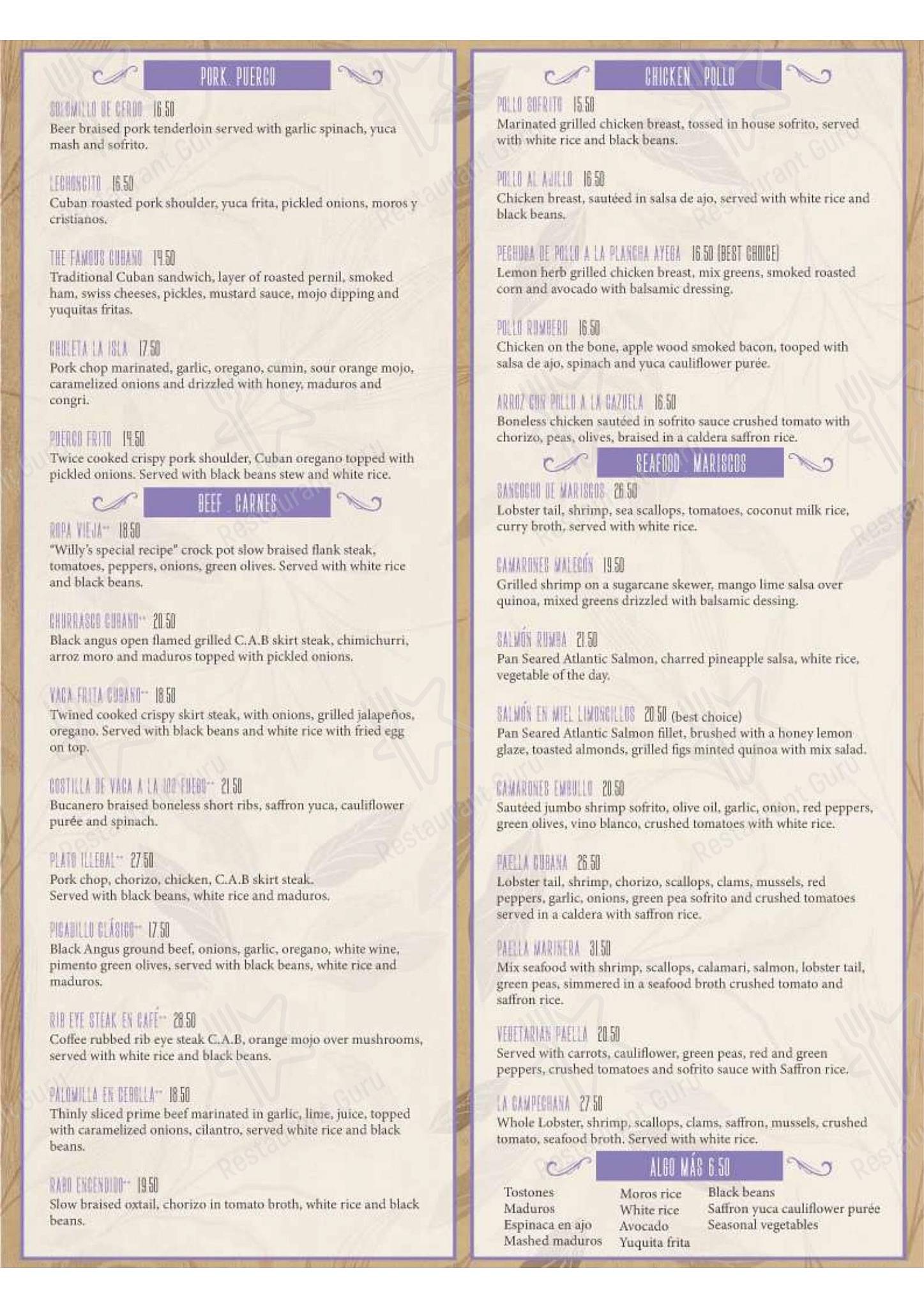 Menu at The Cuban pub & bar, Patchogue