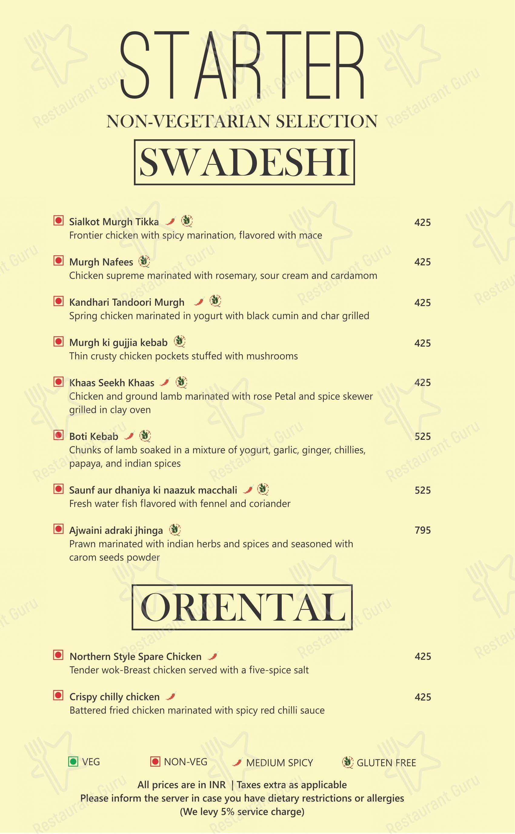 Menu bar for The Culinary Court in Noida