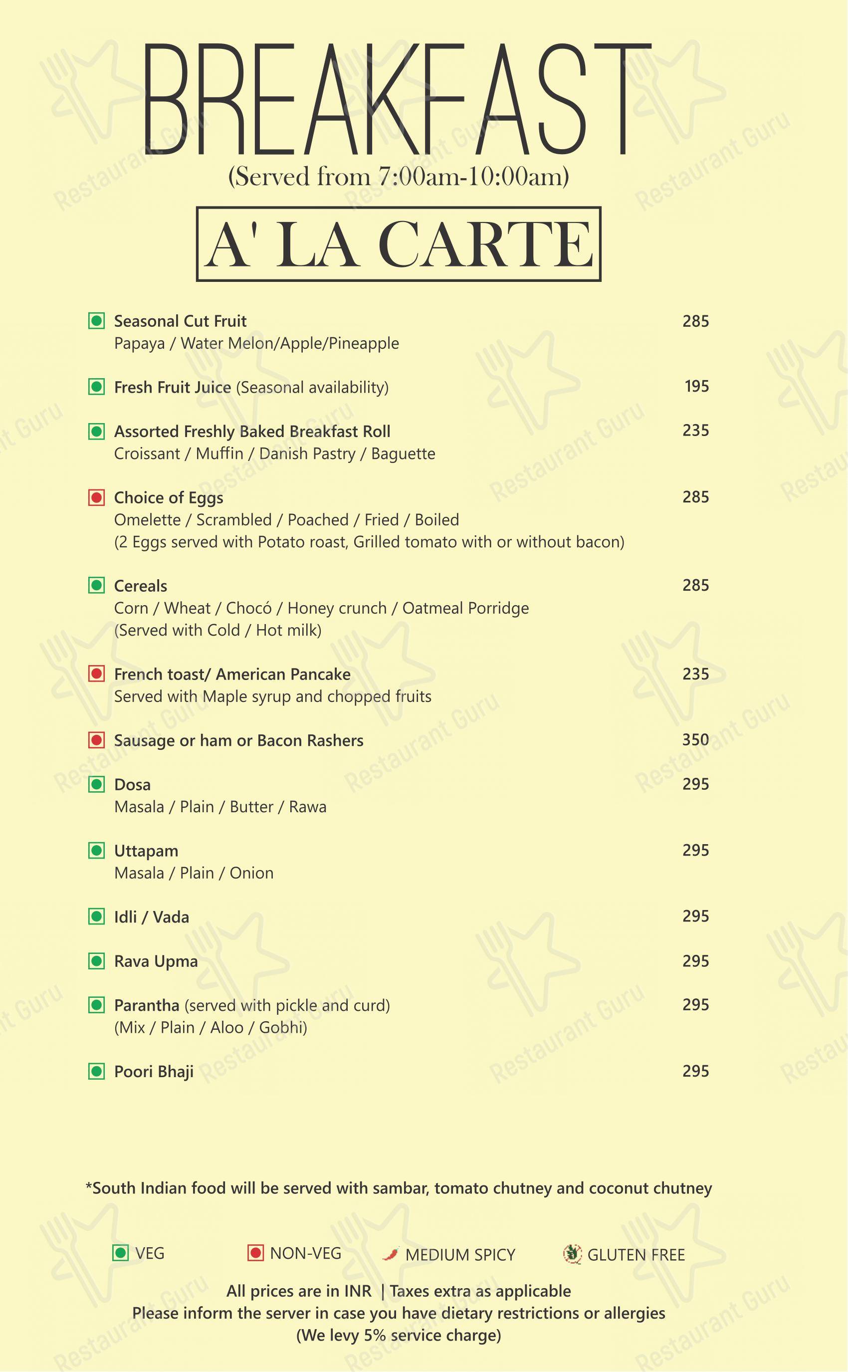 The Culinary Court in Noida - Menu bar
