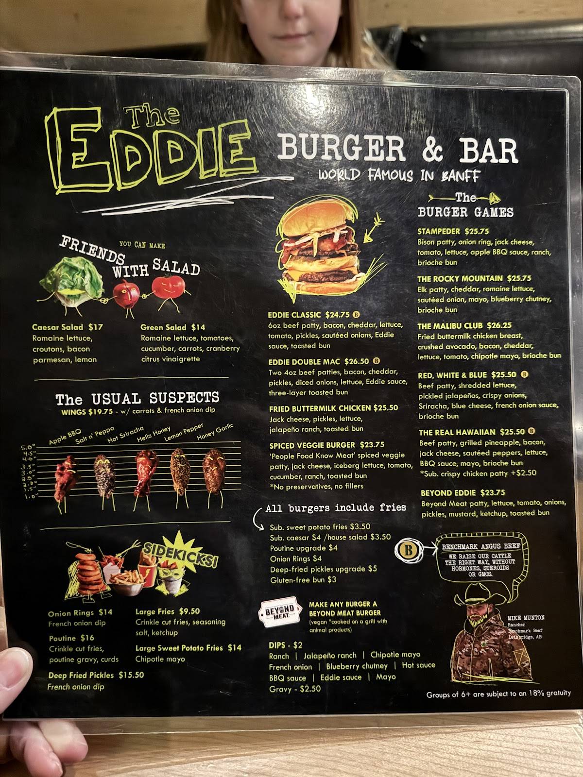 Menu de The Eddie Burger + Bar